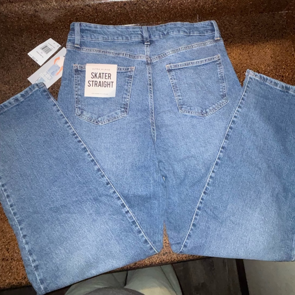 Celebrity Pink Light Blue High-Rise Skater Straight Jeans - Picture 2 of 5